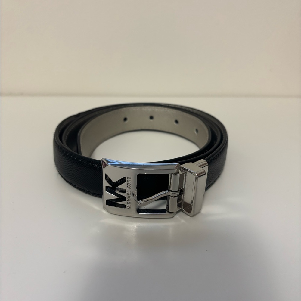 Michael Kors Black Belt with Silver Buckle